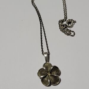 Sterling Silver Flower Pendant Necklace by KBN 16" Chain
